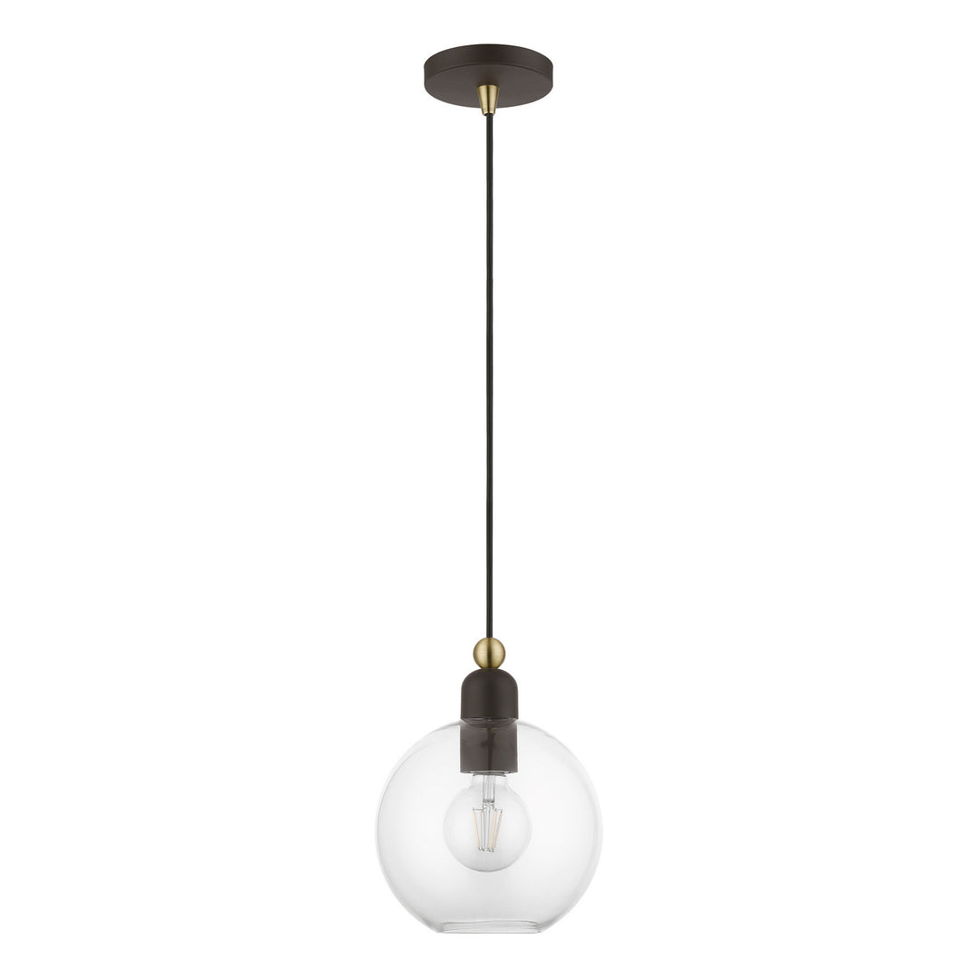 Livex Downtown 48972-07 Pendant Light - Bronze w/Antique Brass