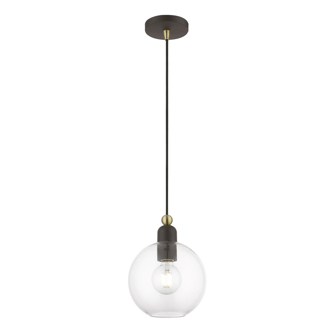 Livex Downtown 48972-07 Pendant Light - Bronze w/Antique Brass