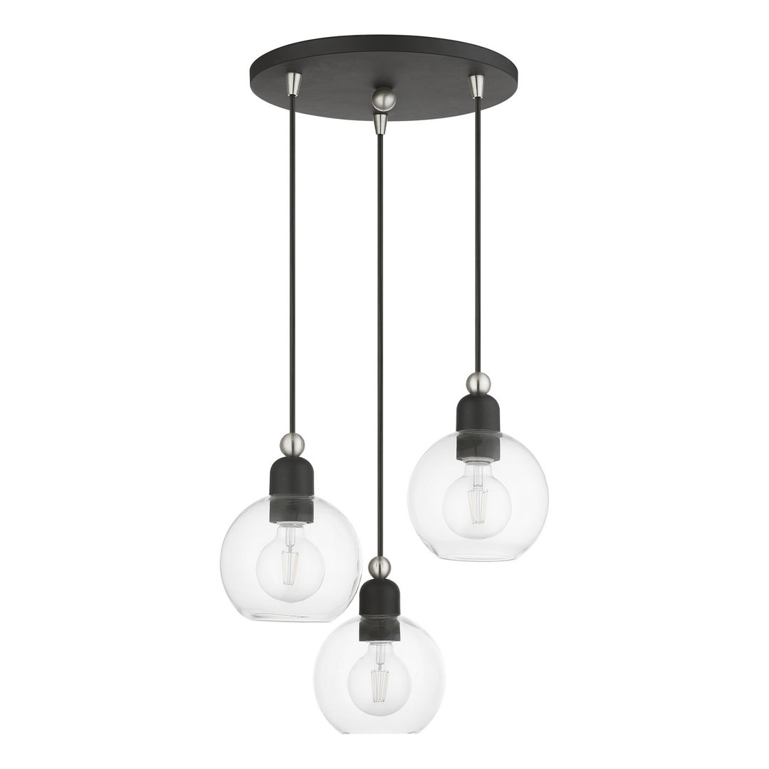 Livex Downtown 48973-04 Pendant Light - Black w/Brushed Nickel