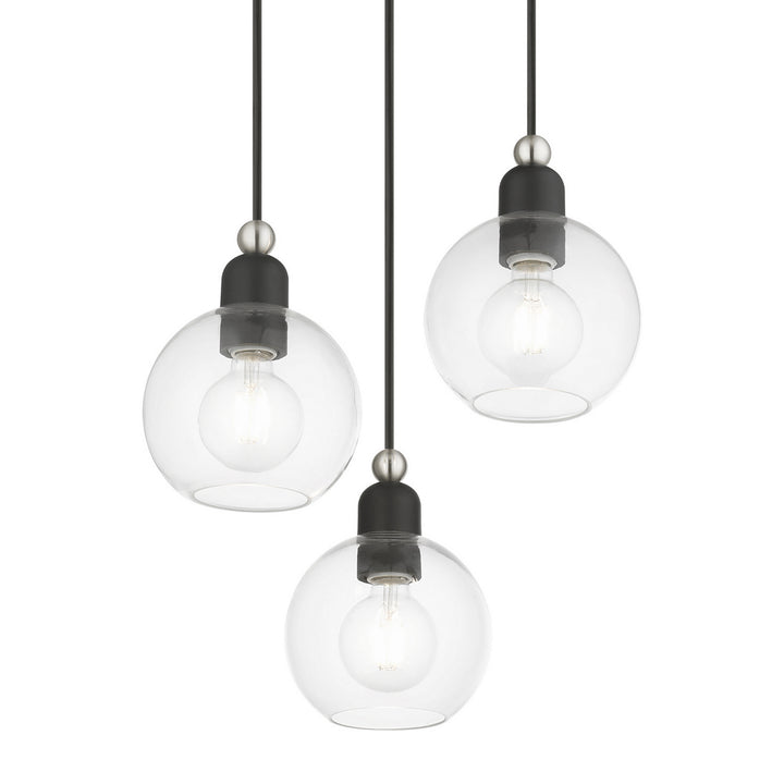 Livex Downtown 48973-04 Pendant Light - Black w/Brushed Nickel