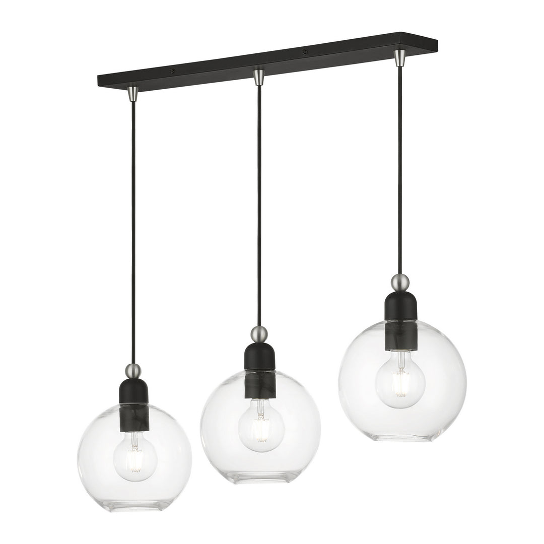 Livex Downtown 48974-04 Pendant Light - Black w/Brushed Nickel