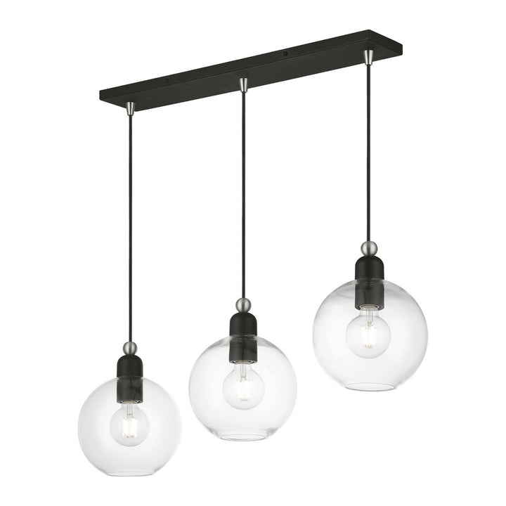 Livex Downtown 48974-04 Pendant Light - Black w/Brushed Nickel