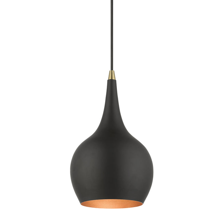 Livex Andes 49016-04 Pendant Light - Black w/Antique Brass