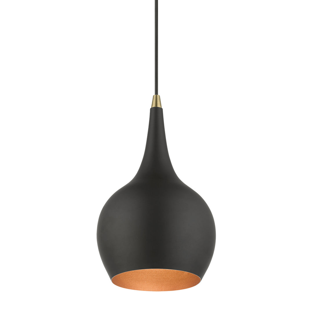 Livex Andes 49016-04 Pendant Light - Black w/Antique Brass