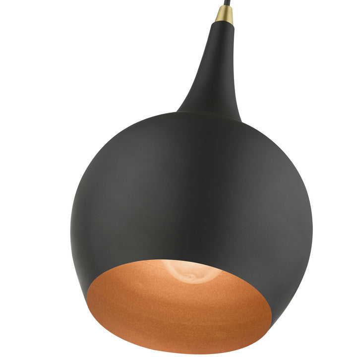 Livex Andes 49016-04 Pendant Light - Black w/Antique Brass