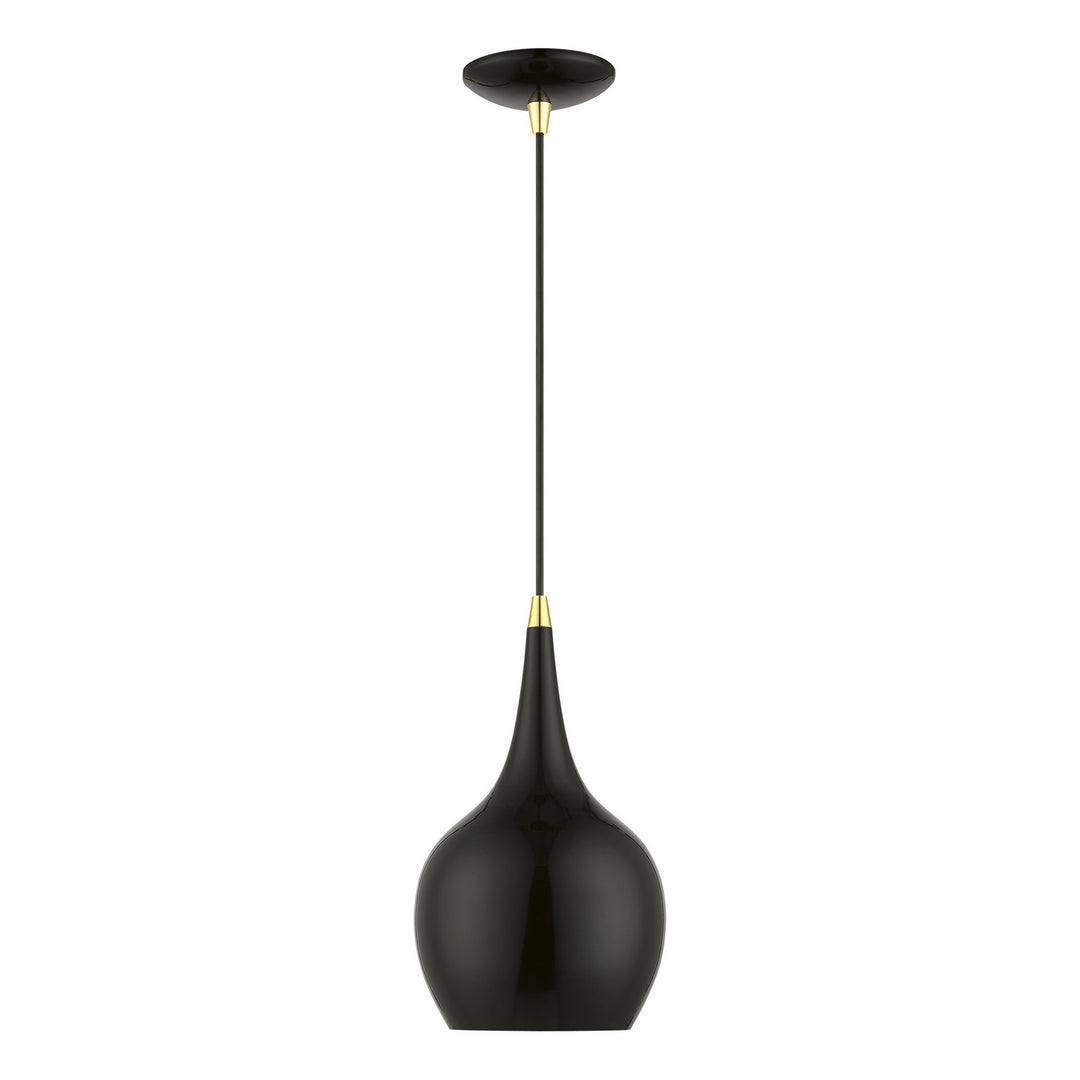 Livex Andes 49016-68 Pendant Light - Shiny Black w/Polished Brass