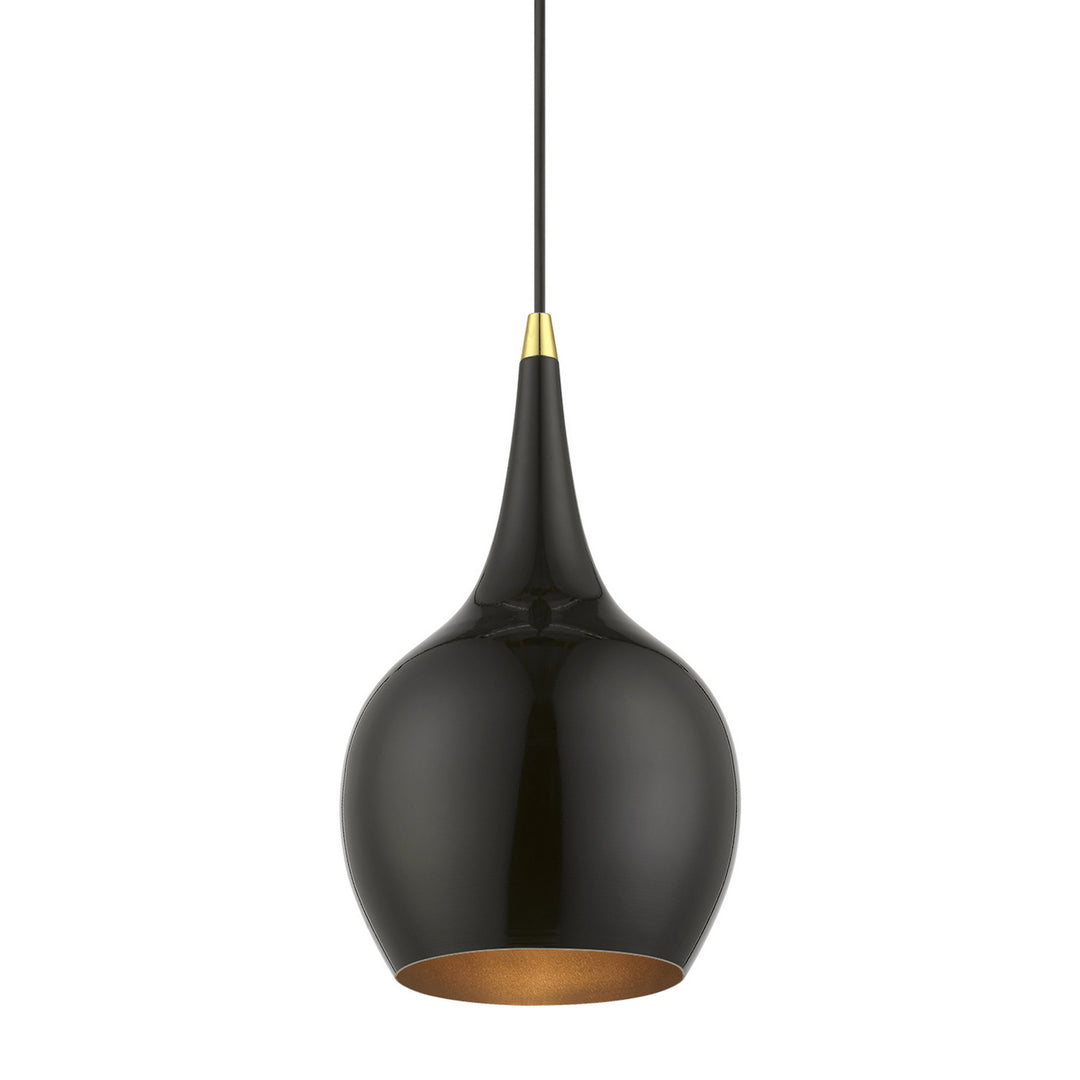 Livex Andes 49016-68 Pendant Light - Shiny Black w/Polished Brass