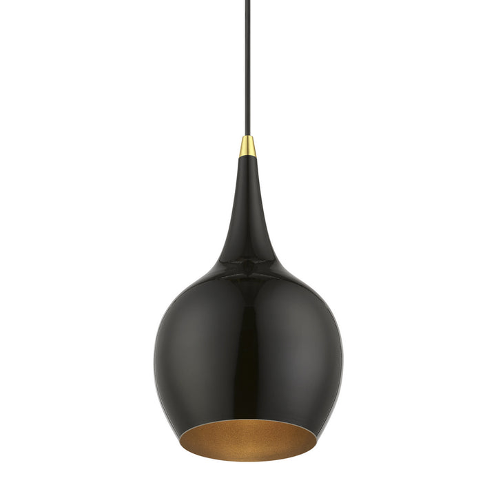 Livex Andes 49016-68 Pendant Light - Shiny Black w/Polished Brass