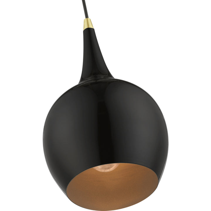 Livex Andes 49016-68 Pendant Light - Shiny Black w/Polished Brass