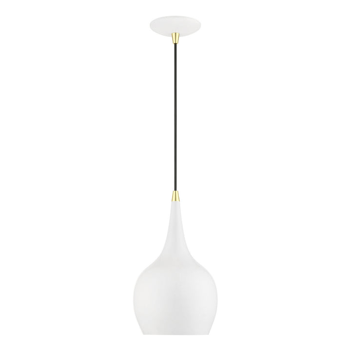 Livex Andes 49016-69 Pendant Light - Shiny White w/Polished Brass