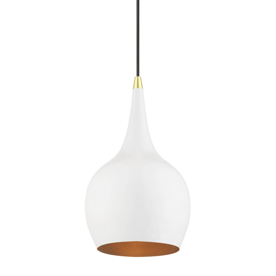 Livex Andes 49016-69 Pendant Light - Shiny White w/Polished Brass