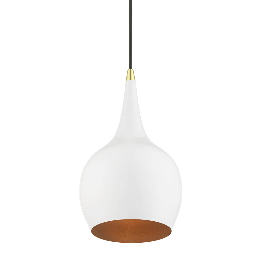 Livex Andes 49016-69 Pendant Light - Shiny White w/Polished Brass