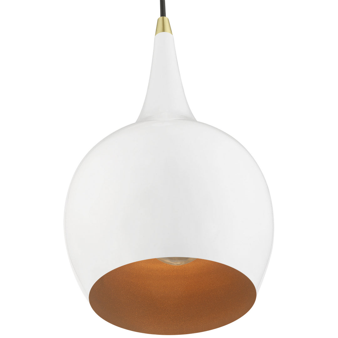 Livex Andes 49016-69 Pendant Light - Shiny White w/Polished Brass