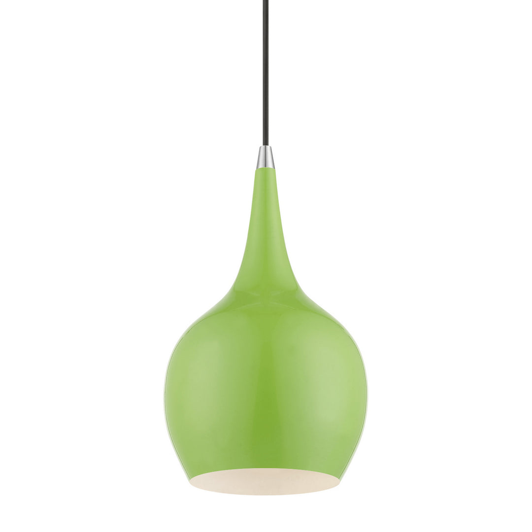 Livex Andes 49016-78 Pendant Light - Shiny Apple Green w/Polished Chrome