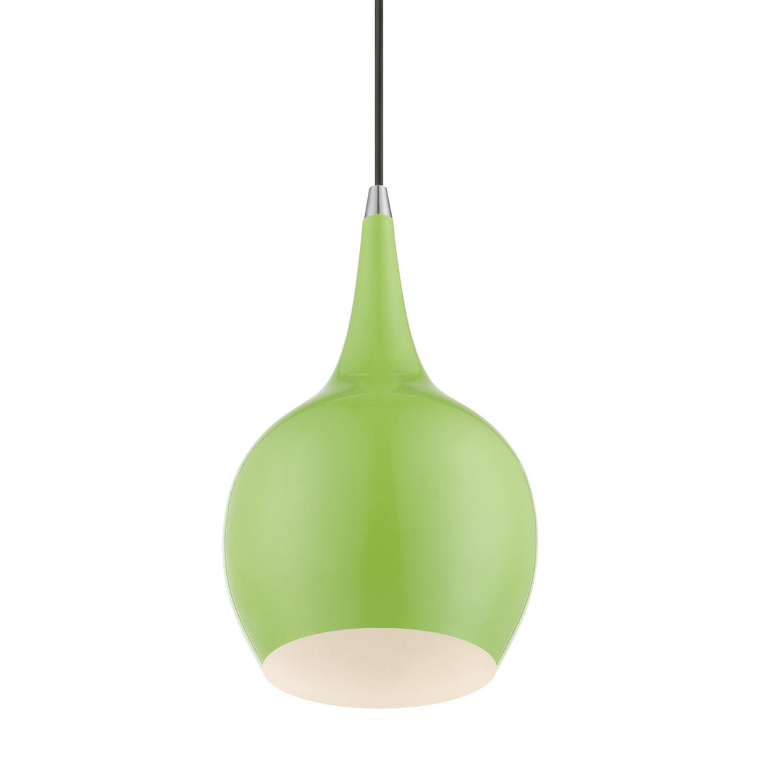 Livex Andes 49016-78 Pendant Light - Shiny Apple Green w/Polished Chrome