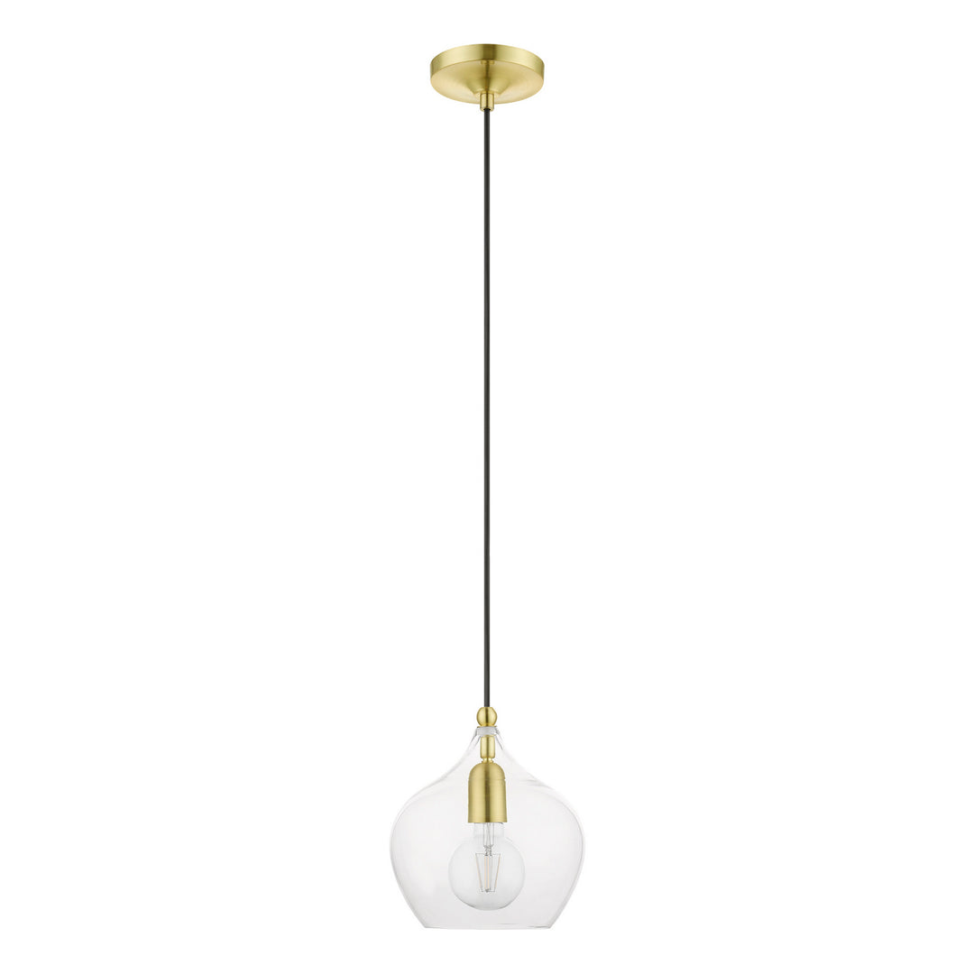 Livex Aldrich 49088-12 Pendant Light - Satin Brass w/Polished Brass