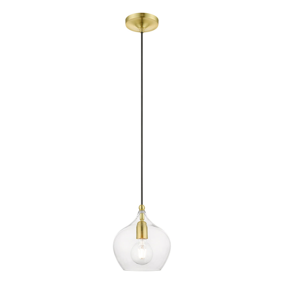 Livex Aldrich 49088-12 Pendant Light - Satin Brass w/Polished Brass