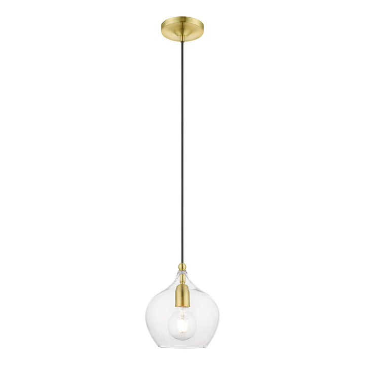 Livex Aldrich 49088-12 Pendant Light - Satin Brass w/Polished Brass