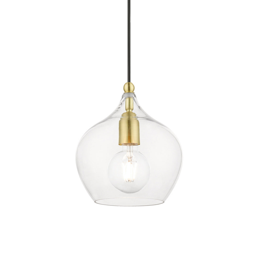 Livex Aldrich 49088-12 Pendant Light - Satin Brass w/Polished Brass