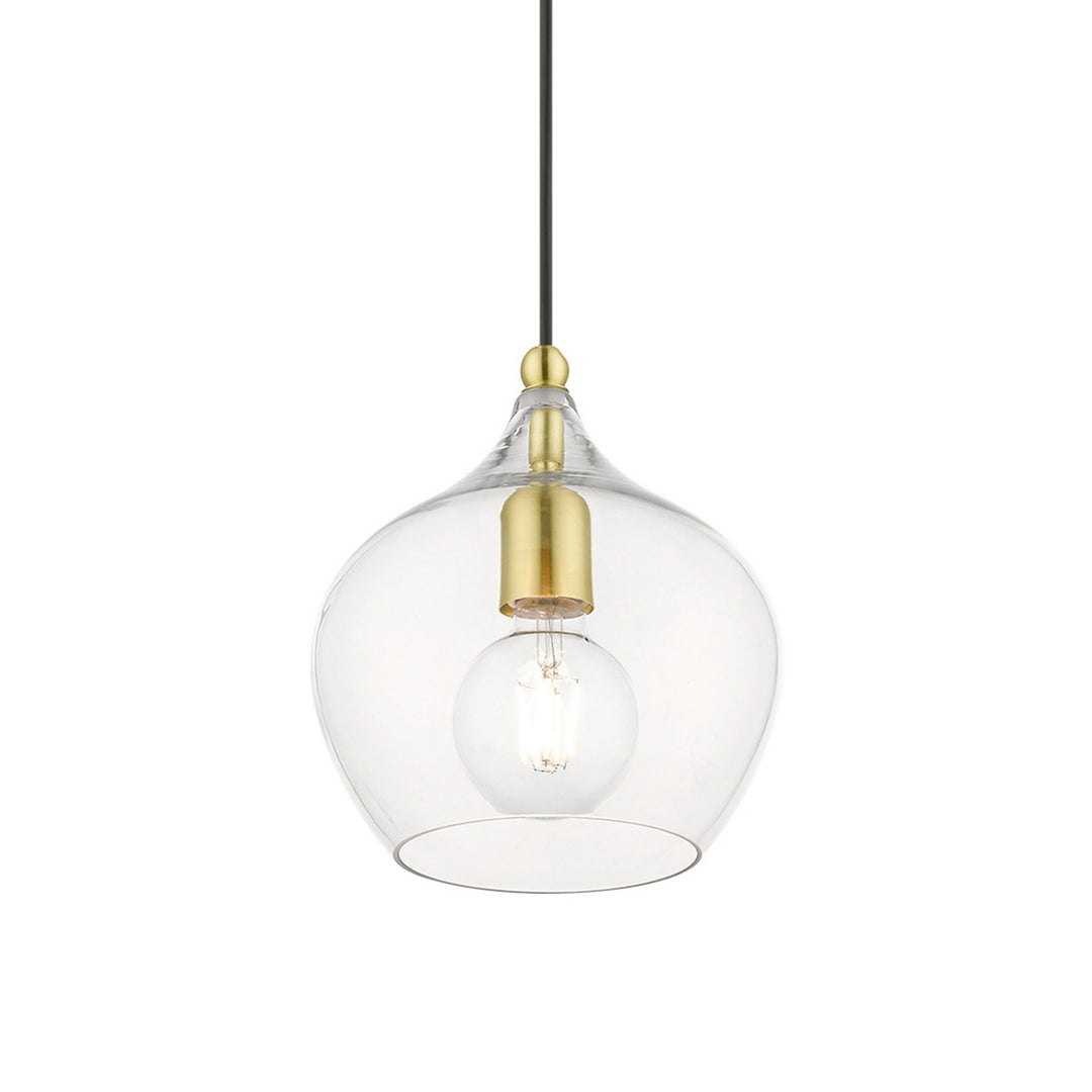 Livex Aldrich 49088-12 Pendant Light - Satin Brass w/Polished Brass