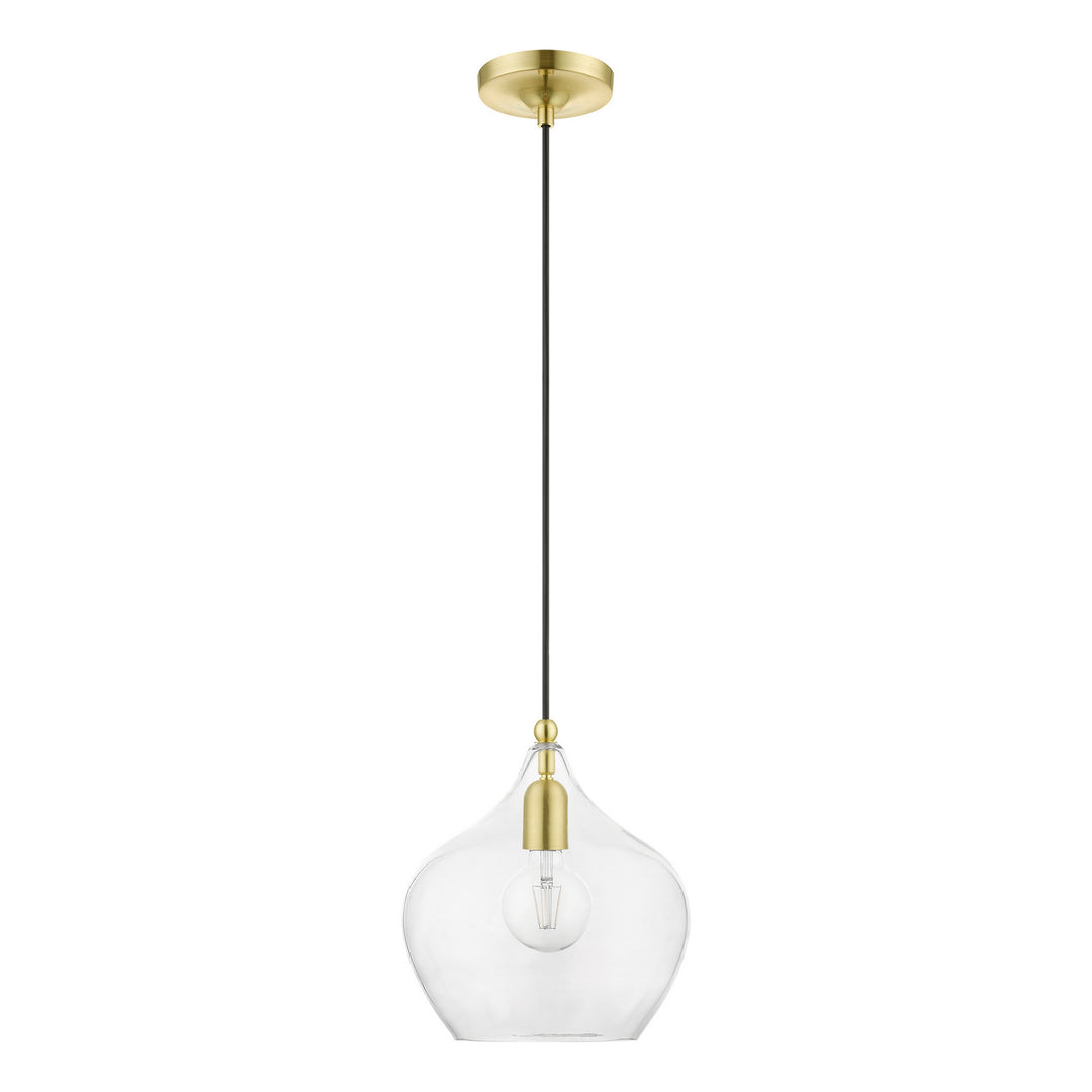 Livex Aldrich 49093-12 Pendant Light - Satin Brass w/Polished Brass