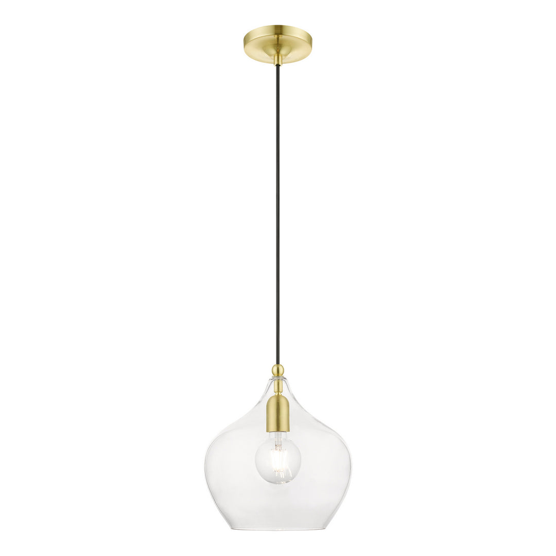 Livex Aldrich 49093-12 Pendant Light - Satin Brass w/Polished Brass