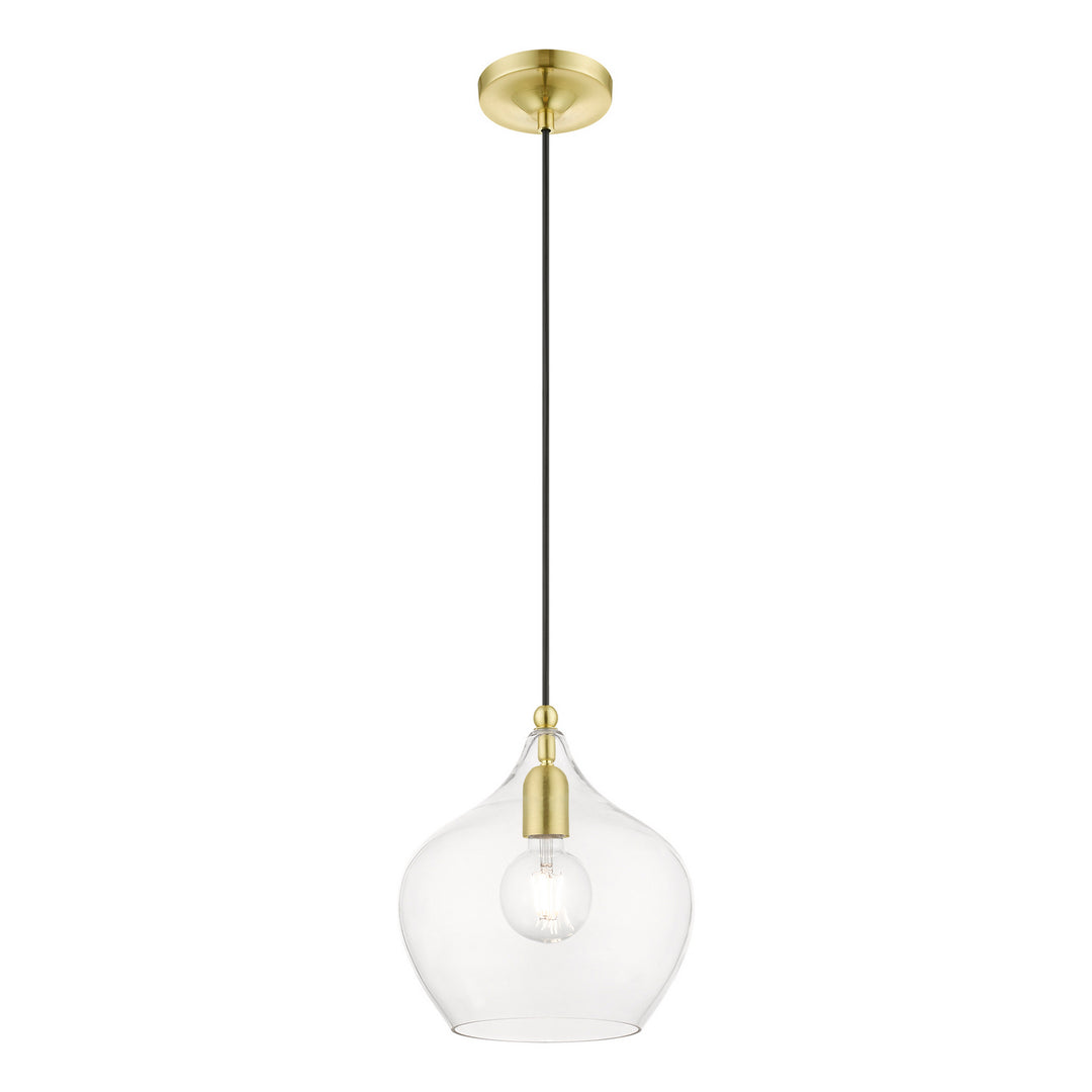 Livex Aldrich 49093-12 Pendant Light - Satin Brass w/Polished Brass