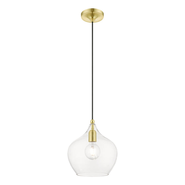 Livex Aldrich 49093-12 Pendant Light - Satin Brass w/Polished Brass