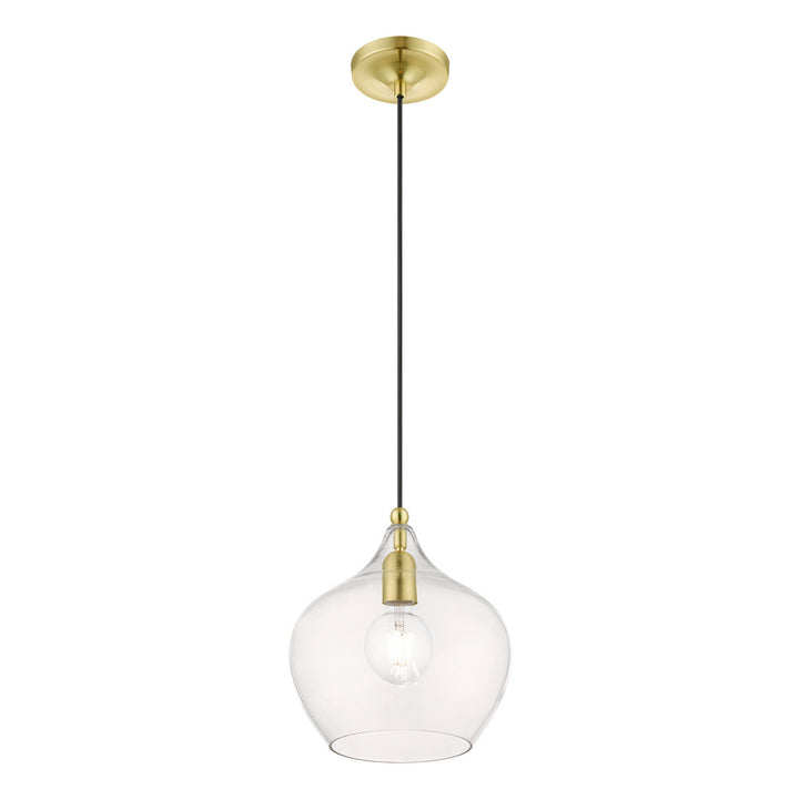 Livex Aldrich 49093-12 Pendant Light - Satin Brass w/Polished Brass