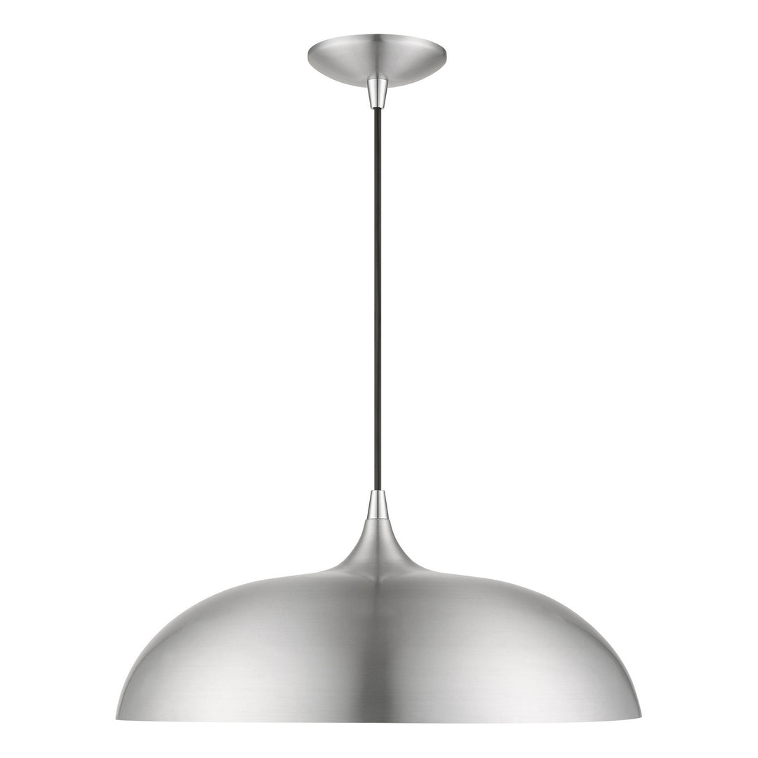 Livex Amador 49233-66 Pendant Light - Brushed Aluminum w/Polished Chrome