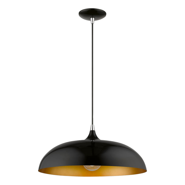 Livex Amador 49233-68 Pendant Light - Shiny Black w/Polished Chrome