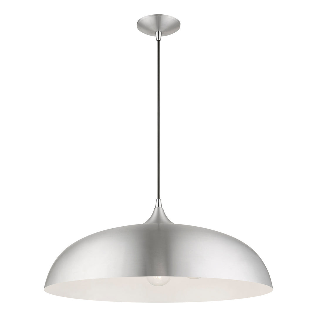 Livex Amador 49234-66 Pendant Light - Brushed Aluminum w/Polished Chrome