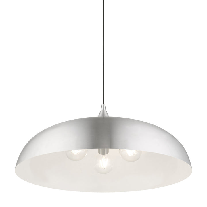 Livex Amador 49234-66 Pendant Light - Brushed Aluminum w/Polished Chrome