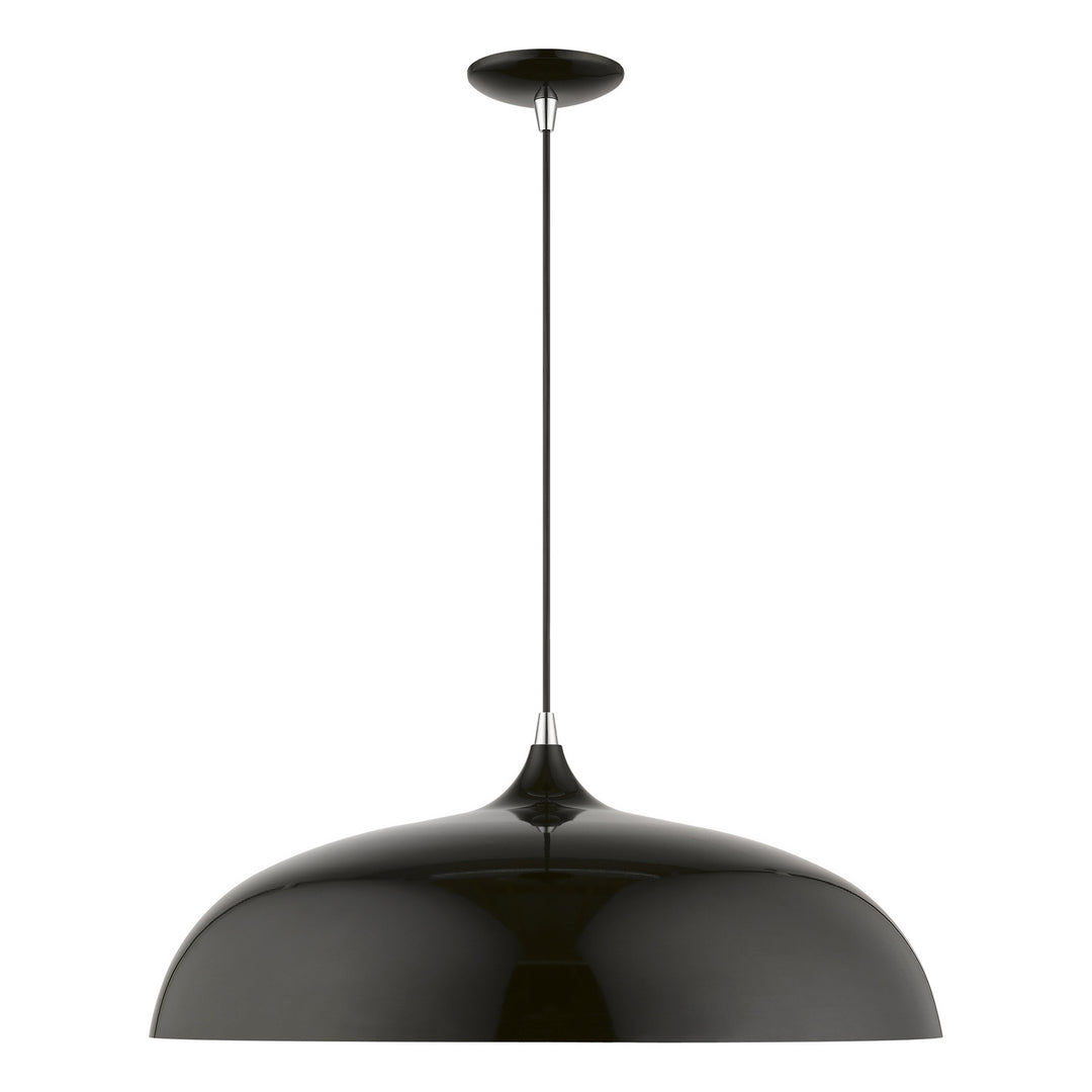 Livex Amador 49234-68 Pendant Light - Shiny Black w/Polished Chrome