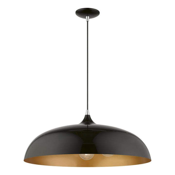 Livex Amador 49234-68 Pendant Light - Shiny Black w/Polished Chrome