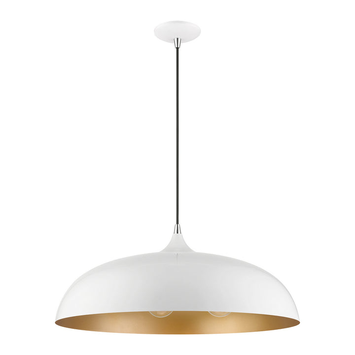 Livex Amador 49234-69 Pendant Light - Shiny White w/Polished Chrome