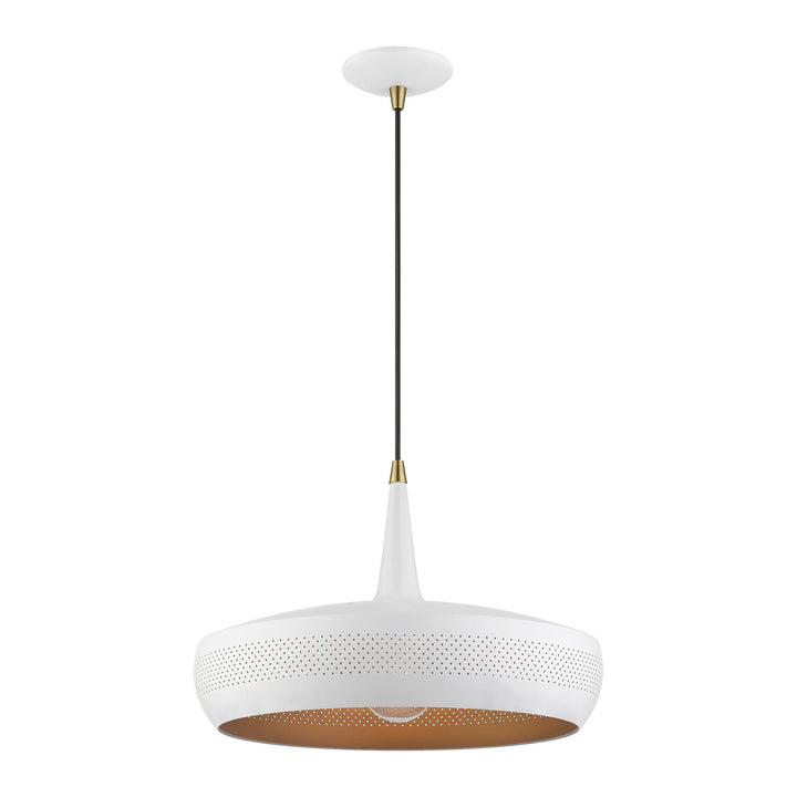 Livex Banbury 49353-03 Pendant Light - White w/Antique Brass