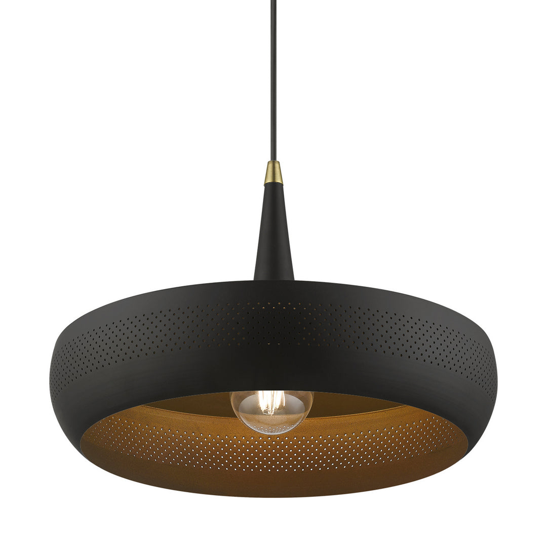 Livex Banbury 49353-04 Pendant Light - Black w/Antique Brass