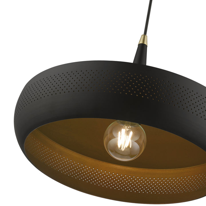 Livex Banbury 49353-04 Pendant Light - Black w/Antique Brass