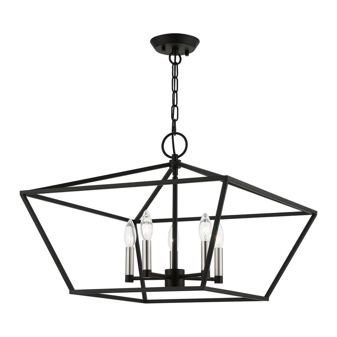 Livex Devone 49435-04 Pendant Light - Black w/Brushed Nickel
