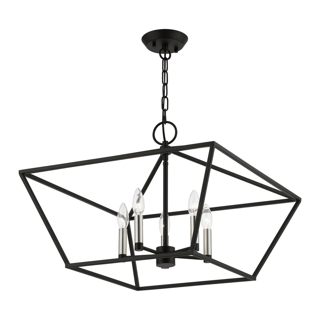 Livex Devone 49435-04 Pendant Light - Black w/Brushed Nickel