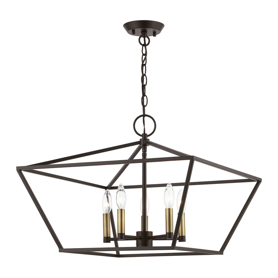 Livex Devone 49435-07 Pendant Light - Bronze w/Antique Brass