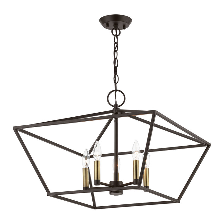 Livex Devone 49435-07 Pendant Light - Bronze w/Antique Brass