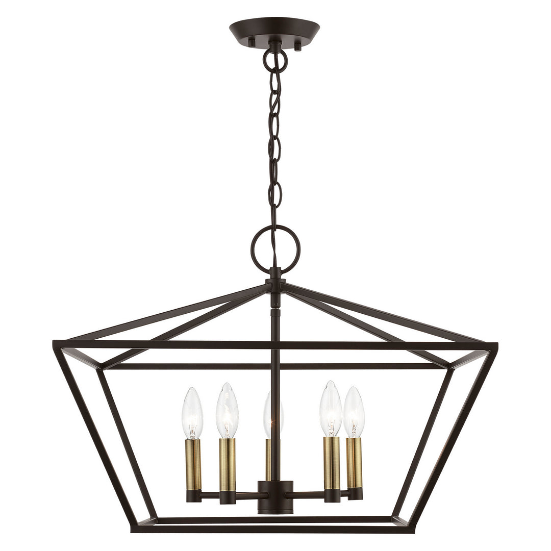 Livex Devone 49435-07 Pendant Light - Bronze w/Antique Brass