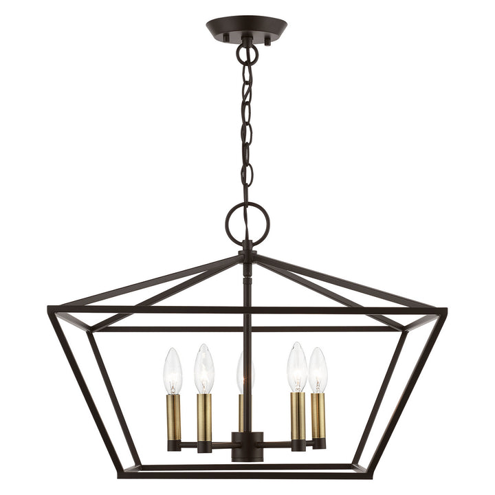 Livex Devone 49435-07 Pendant Light - Bronze w/Antique Brass