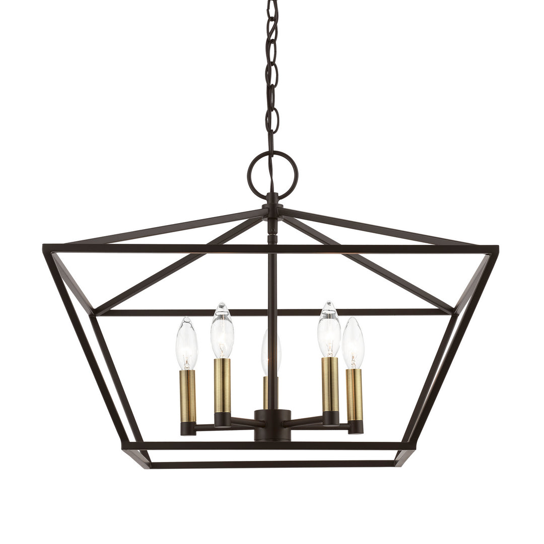 Livex Devone 49435-07 Pendant Light - Bronze w/Antique Brass