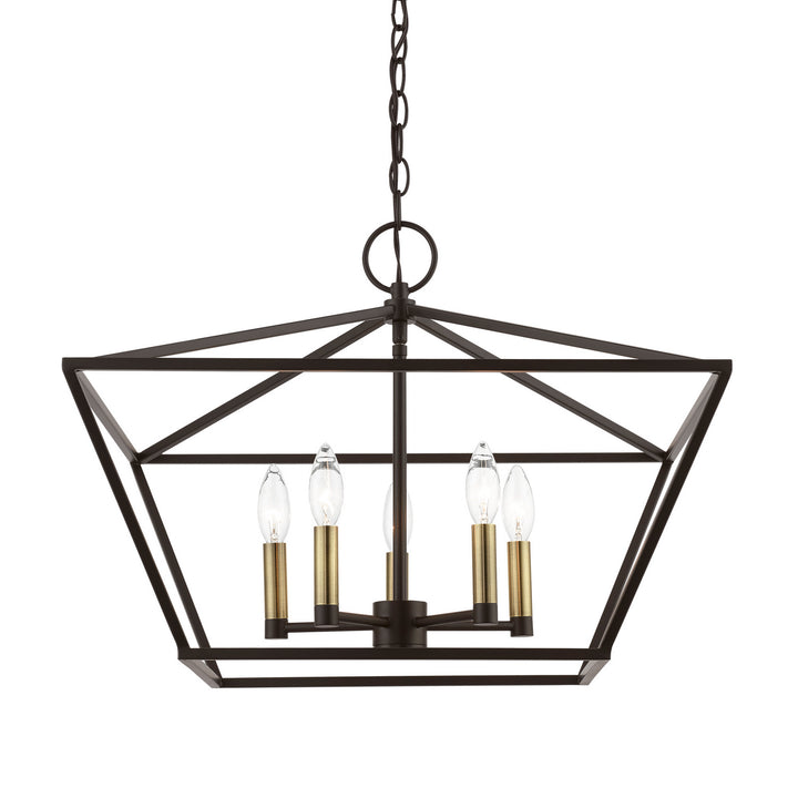 Livex Devone 49435-07 Pendant Light - Bronze w/Antique Brass