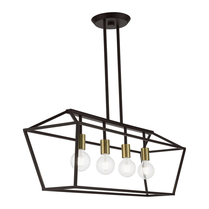 Livex Devone 49437-07 Pendant Light - Bronze w/Antique Brass