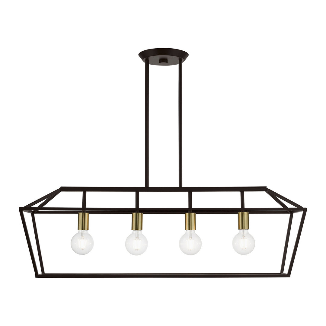 Livex Devone 49437-07 Pendant Light - Bronze w/Antique Brass