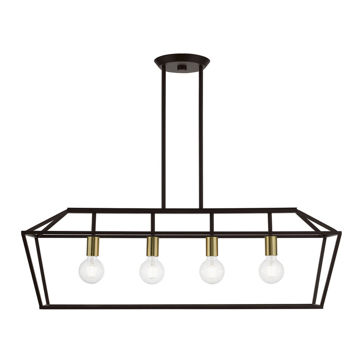 Livex Devone 49437-07 Pendant Light - Bronze w/Antique Brass